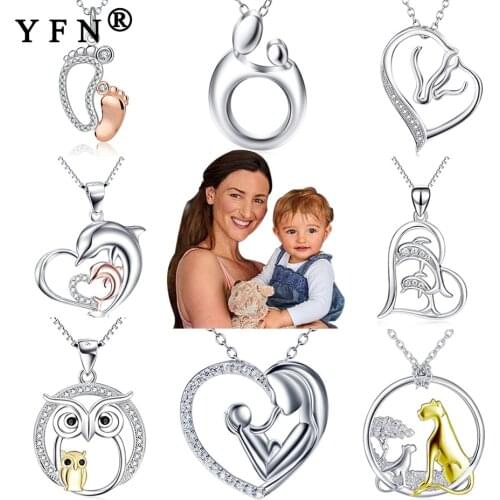 YFN Baby Jewelry Necklace Real Silver 925 Jewelry Silver Necklaces Pendants Silver Chains Women 925 Moms Gift Baby Shower Gifts
