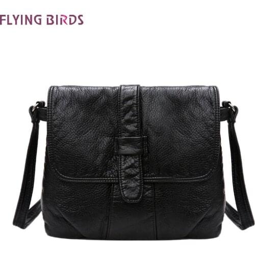 FLYING BIRDS women bags new trendy small square bag shoulder bag washed leather soft leather lady wild mother Messenger bag