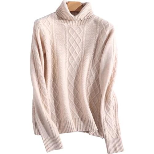 LONGMING New Women Sweater Turtleneck Merino Wool knitwear Autumn Winter Clothes Pullover Femme Cashmere Sweater Women Jumper