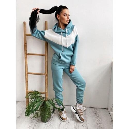WomenS Tracksuit 2 Piece Set Pullover Pants Sports Suit Female Autumn Winter Sweatshirt Sets Solid Color Comfort Sportswear