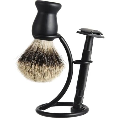 1 Pcs 2 In1 Men Shaving Tool Holder Curved Shaving Brush Manual Razor Stand Holders Beard Accessories