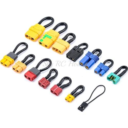 1PCS Bind Plug Loop Connector Short Circuit battery Jumper Cable with T Deans XT30 XT60 XT60H XT90 XT90S EC3 EC5 TRX MPX JR Plug