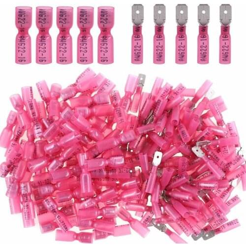100PCS 22-18 AWG Heat Shrink Crimp Spade Terminals Male&Female Electrical Wire Connectors Kit