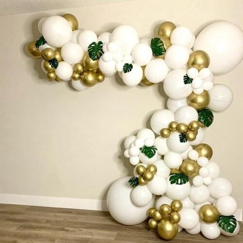 109pcs Thick Matte White Chrome Gold Metallic Latex Balloon Arch Garland Wedding Decoration Birthday Baby Shower Party Supplies