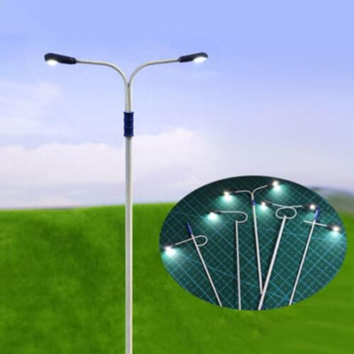 3PSC 1/87 Model Train Ho Scale Miniature White Street Light Sand Table Train Scene Model Building Kits DIY Highlight Light