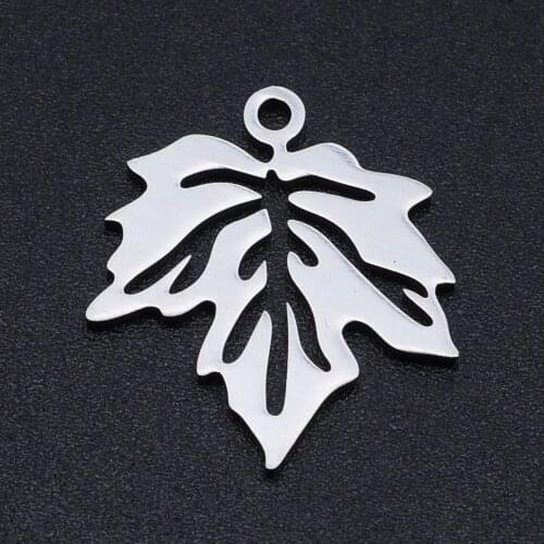 5pcs/lot 100% Stainless Steel Leaf Charms Pendants Wholesale Top Quality DIY Necklace Bracelet Making Charms