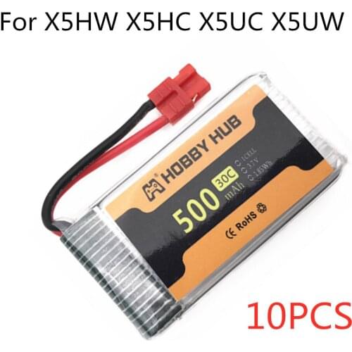 802540 Lipo Battery For Syma X5HC X5HW X5UW X5UC RC Quadcopter Spare Parts 3.7V 500mAh 30c Battery 10pcs/lot