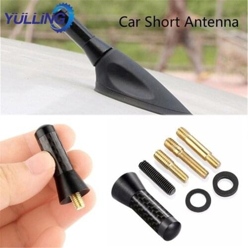 YULLING Car Short Antenna Aluminum Black 1.4" Shortest Carbon Fiber Vehicle Car Radio Antenna Aerial Universal Replacement