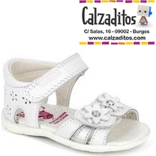 Leather sandals, white for girl with heel of Pablosky