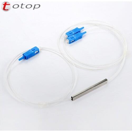 Free Shipping SCUPC 1X2 PLC Singlemode Fiber Optical splitter FTTH PLC Steel cables SCUPC1x2 PLC optical fiber