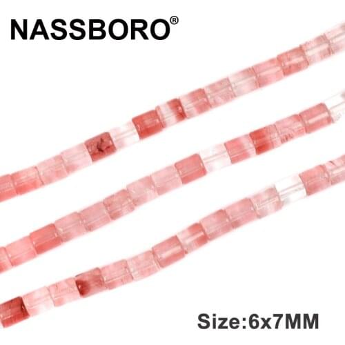 6x7mm Cylinder Watermelon Crystal Natural Stone Beads Charms Beads For Jewelry Making Bracelet DIY Oranment Materials Wholesale