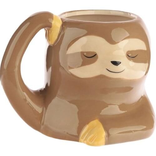 Animal Cup Office Personalized Coffee Milk Cup Creative Modeling Mug Cute Sloth Eyes Closed Ceramic Cup Gift Couple Coffee Color