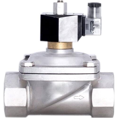 2" Stainless Steel Solenoid Valve Waterproof Normally Open Solenoid Valve With LED Power Indicator 24V 12V 220V 110V