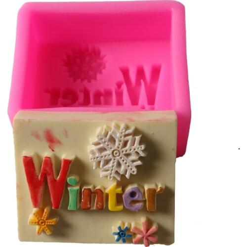 Facemile Xmas Sugarcraft Silicone Mold Winter Letter Snowflake Fondant Mold Cake Decorating Tool Chocolate Gumpaste Baking Mold