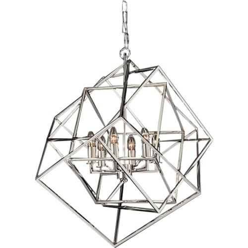 Geometric shape modern creative bar restaurant lamps RH personality square iron frame superimposed metal American chandelier