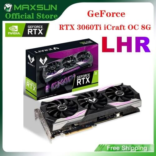 MAXSUN New RTX 3060Ti iCraft 8GB GDDR6 GPU NVIDIA Computer PC 256bit DP*3 PCI Express X16 4.0 RGB Gaming Video Graphics Card