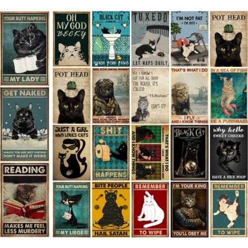 [ Kelly66 ] Pet Cats Remember To Wipe I Do What Want Vintage Irregular Wall Art Decor Retro Iron Painting Sign DL-101 20X30 CM