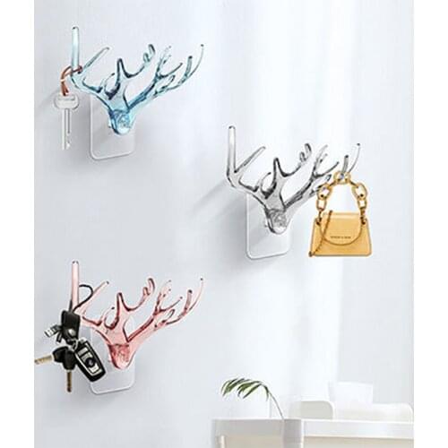 Creative Antler Key Transparent Hook Strong And Traceless Viscose Multifunctional Wall-Mounted Glue Hooks Wall