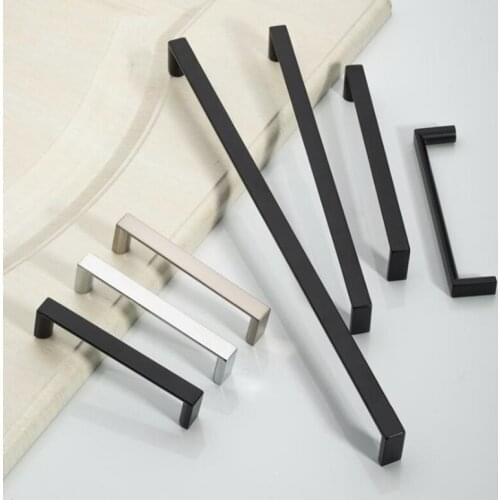 LCH American Style Black Zinc Alloy Flush Pull Cabinet Handle Silver black finish hole distance 96mm 224mm 320mm Silver Finish