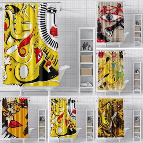 Washable Shower Curtain Abstract Jazz 3D Print Waterproof Cloth Music Bathroom Curtains Animal Bath Decor With Hooks