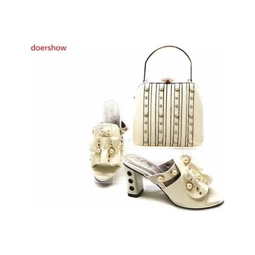 Doershow beautiful shoe and bag set for party Italian shoe with matching bag new design lady matching shoe and bag SBR1-7