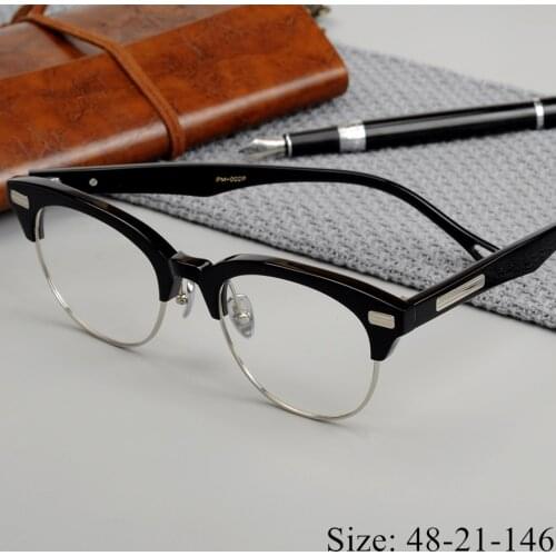 Limited edition Vintage acetate eyeglass frame John-M Master favor retro halfrim eyewear women men original titanium literary