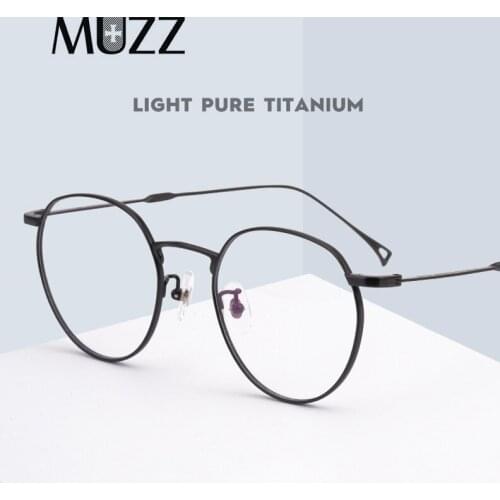 Pure Titanium Glasses Frame Women Retro Ultra Light Round Eyewear 2021 Prescription Optical Myopia Korean Men Eyeglasses Frame