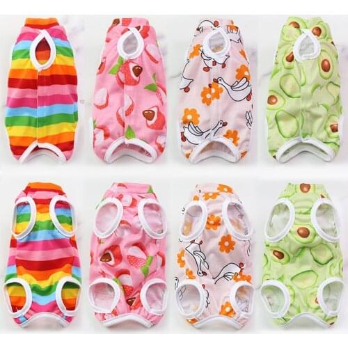Cute Print Dog Pajamas Overalls Swan/Rainbow/Lichi/Avocado Pattern 4Legs Sleeveless Vest Jumpsuit Pyjamas For Small Dogs S-XL