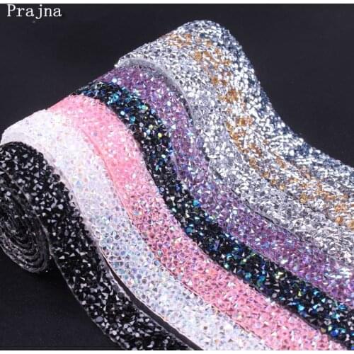 Prajna 1 Yard Hot Fix Rhinestone Applique Strass Crystal Ribbon With Rhinestones For Clothing Iron On Applique For Dresses Decor