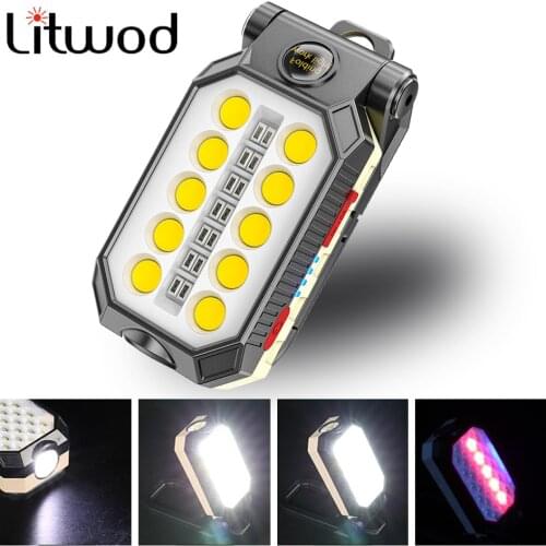 COB Work Light Portable LED Flashlight USB Rechargeable Magnet Design with Power Display Adjustable Waterproof Camping Lantern