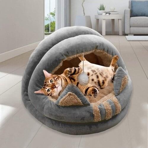 Warm Cat Nest Velvet Four Seasons Ear-shaped Cat House Semi-enclosed Litter Kennel Pet Soft Warm Bed for Pet Supplies