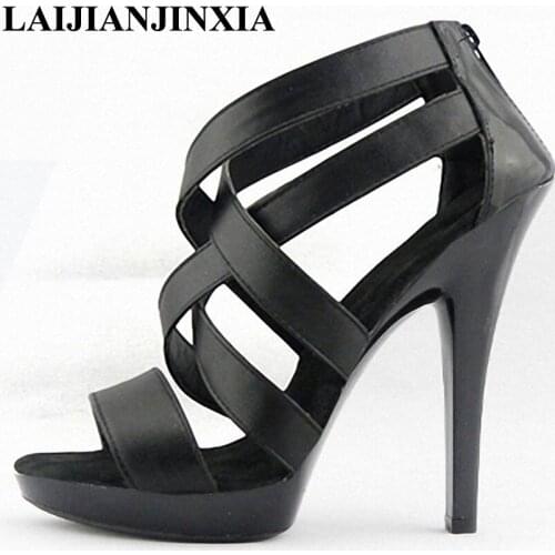 Nightclub shoes woman 2016 summer Cross Strap 13cm thin heels Sandals Free shipping Plus:35-45 46 pumps