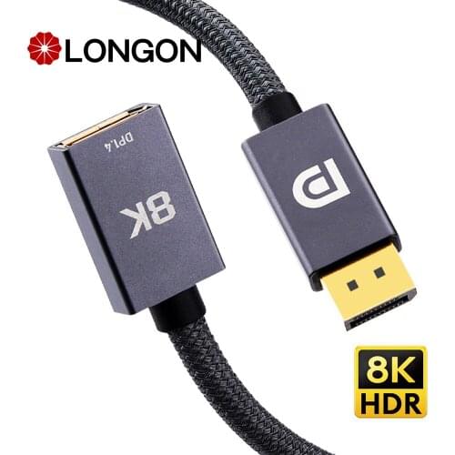 LONGON 8K Displayport extension cable DP 1.4 cable extension Displayport Male to female works with Displayport 1.4 port 1m 2m