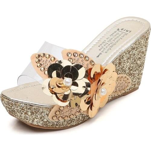 Dropshipping 2021 New Sandals Platform Wedges High Heels Creepers Slippers Causal Comfort Women Slides Flip Flops