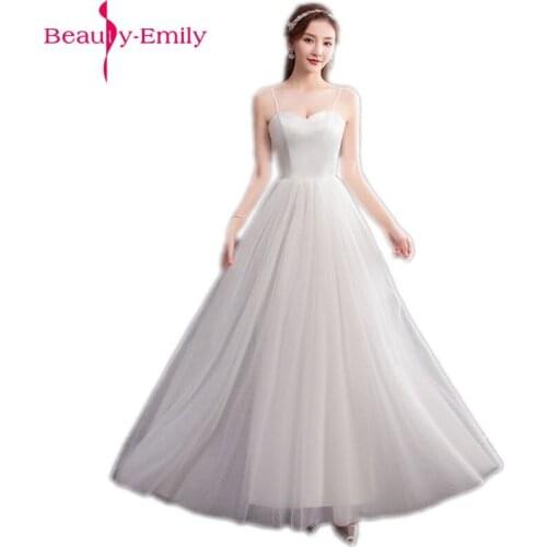 Beauty Emily Long A line Lace White Bridesmaid Dresses 2020 Women Wedding Party Prom Women Dresses Free Shipping