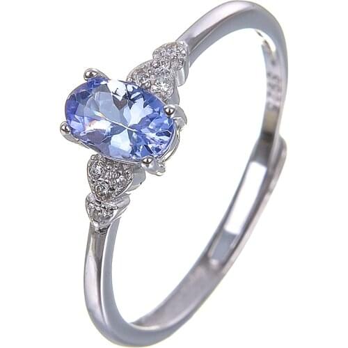 Classic Engagement Ring Round Cut nature Tanzanite Rings for Wedding