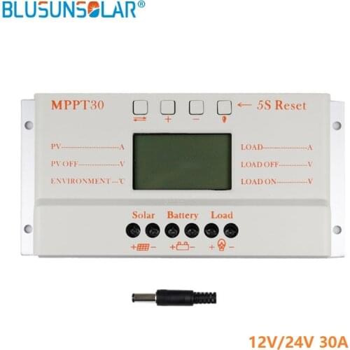 LCD Screen Display Overload Protection10A 20A 30A MPPT Intelligent Solar Panel Charger Controller with USB Output Port