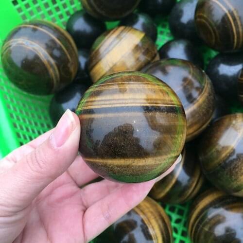 1pcs Pretty Natural Golden Tiger Eye Crystal Sphere Ball Healing 50mm