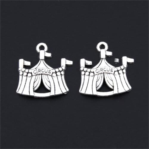 15Pcs Silver Color Circus Tent Charms New Design Pendant Making Metal Necklaces Bracelet Jewelry Dropshipping 21X22mm A3228