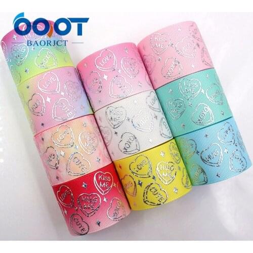 184231 Shiny love Laser Silver Grosgrain Ribbon 1-1/2'' 38mm DIY Handmade Ribbon Birthday Wedding Decoration 10 yards Headwear