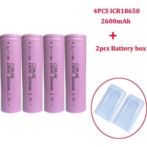 18650 NCR18650B ICR18650 Rechargeable Li-ion battery 3.7V 2600mAh For Flashlight batteries + Storage box Russian warehouse