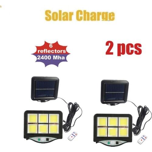 2pcs seperable 120 LED COB Rechargeable Solar Light Outdoors PIR Motion Sensor solar Lamp Waterproof Street Wall Light Garden De