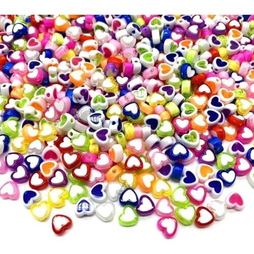 50pcs 8x5mm Love Acrylic Bead Loose Spacer Beads For Jewelry Making DIY Bracelet Accessories
