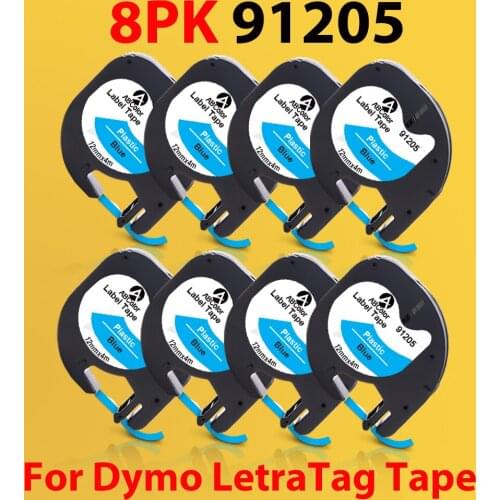 8PK/2PK 91205 91225 91335 Replace for Dymo LetraTag LT 91205 12mm Label Tape Black on Blue For Dymo LT100H 100T QX50 2000 XR