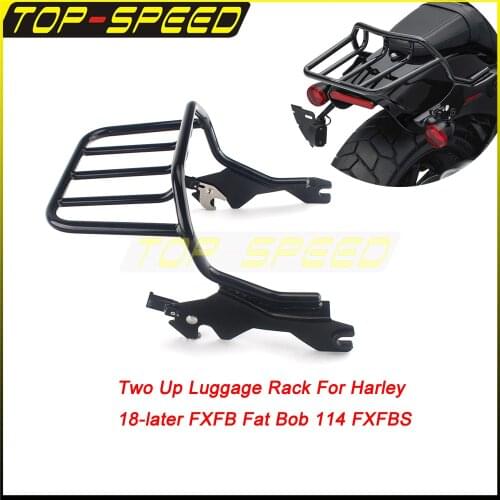 Black Two-Up Luggage Rack Rear Motorcycle Steel Accessories 50300132 For Harley 18-later FXFB FXFBS Fat Bob 114 FXFBS FXFB