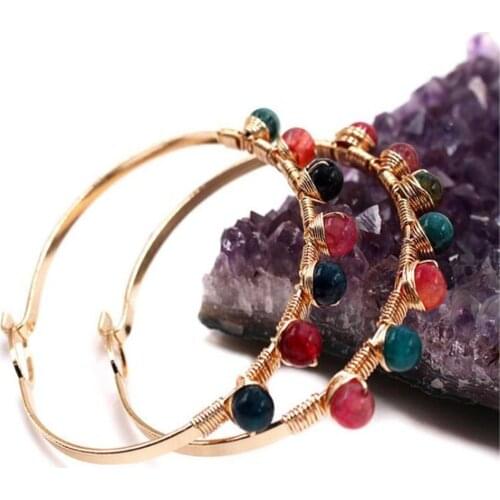 New style Wholesale 6pcs/lot Natural stone bracelet colorful agatess beads hand ornament tourmaliness stone hand-woven bracelets