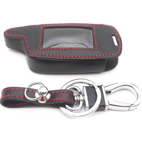 A6 A9 LCD Remote Controller Keychain Leather Cover For Two Way Car Alarm StarLine A6 A9 A8 A4 Key Case Holder