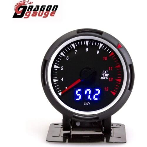 DRAGON GAUGE 60mm Exhaust Temperature Gauge℃/℉ Digital Pointer Dual Display EGT Gauge With Exhaust Temp Sensor and Gauge Rack