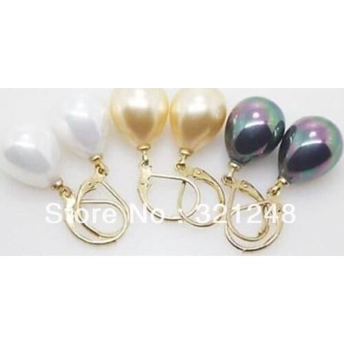 Hot sale New Diy 3 pairs 12X16mm White Yellow Black Shell Pearl Dangle Eardrop Earrings For Women Elegant Gifts GE4512