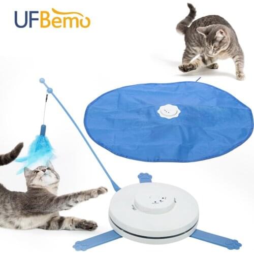 2 In 1 Cat Toy Undercover Fabric Moving Mouse Feather Mascotas Pet Crazy Toy Cat Teaser Automatic Interactive Toy Jouet Chat